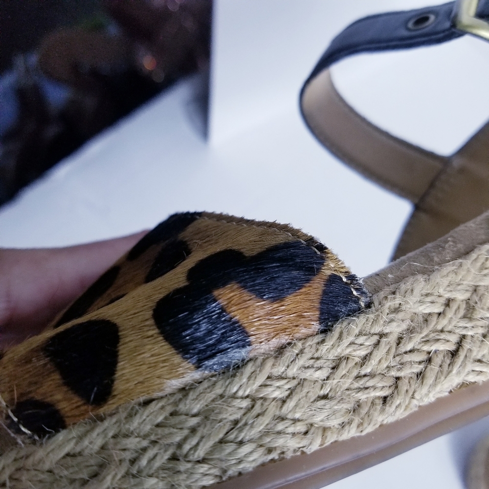 AEROSOLES LEOPARD BLACK AND BROWN SMALL PLATFORM SANDALS SIZE 6 - Picture 11 of 15